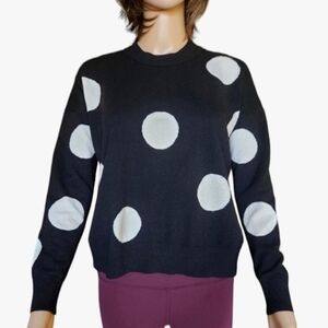 T Tahari Polka Dot Crew Neck Sweater